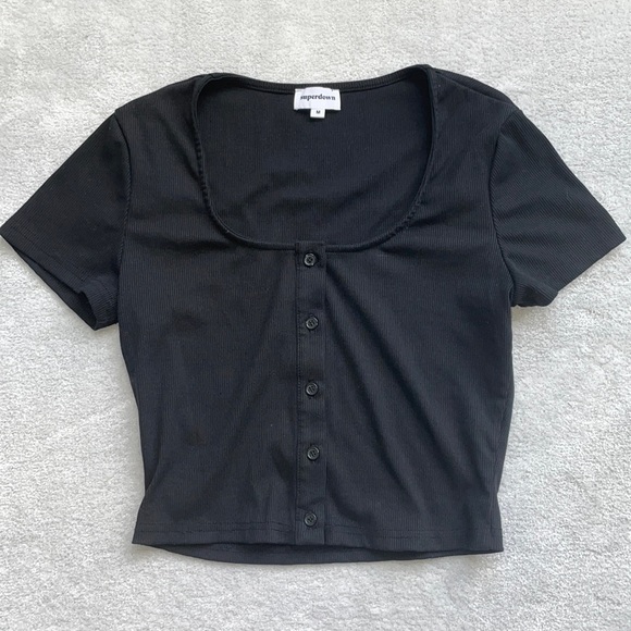 superdown Tops - Superdown Savannah Button Top Black